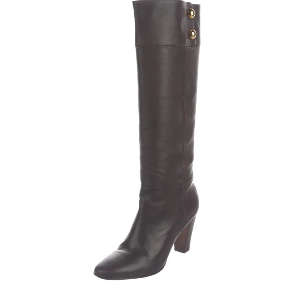 Kate spade tall black leather heeled boot, size 7.5